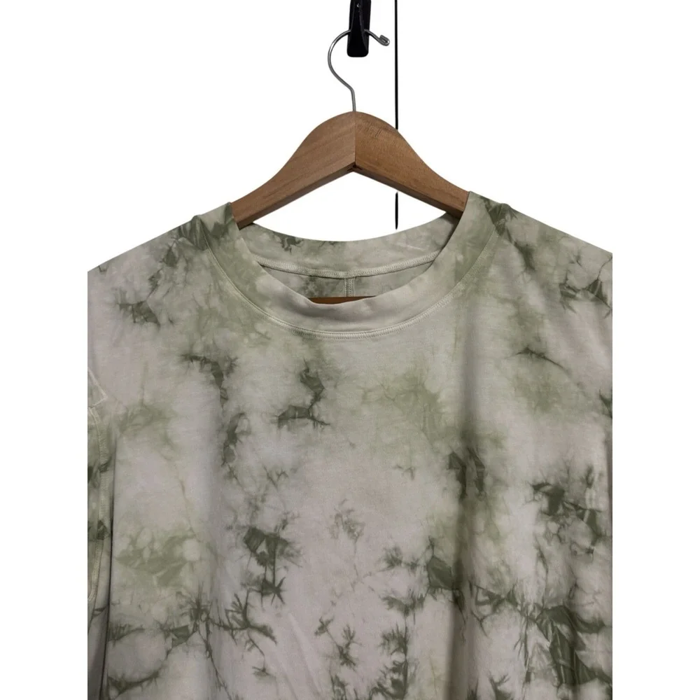 Lululemon Green Tie Dye Cut Out Shoulder Short Sleeve Tee Shirt Womens Size 8 - Picture 6 of 9